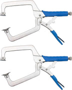 DRAGONITE Heavy Duty C Clamp, Vise Grip Locking Pliers With Swivel Pads, 15 Inch Face Clamp for Woodworking, Welding and Pocket Hole Joinery, 2 Piece