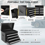 5 Drawers Rolling Tool Chest - Tool Box Organizer with Wheels and Drawers, Detachable Storage Cabinet with Lock for Garage Workshop, Black