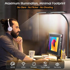 Syrinx LED Desk Lamp for Home Office – Eye-Caring Dual Head Desk Light with Flexible Gooseneck, Clamp, Gesture/Wired Control, 50 Lighting Modes with Memory/Timer for Study, Crafting