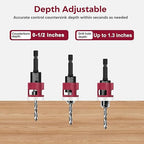 Countersink Drill Bit Set for Wood,7 PCS Counter Sink Drill Bit with HSS Tapered Drill Bits and 1/4" Hex Shank Quick Change for Woodworking with Storage Box