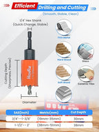 HIGHFIRE 17 Pcs 1/4" Hex Shank Hole Saw Kit for Impact Driver, 3/4" to 2" Bi-Metal Heavy Duty Hole Cutter for Metal, Wood and Plastic, Smooth and Precise, Fast Chip Removal.