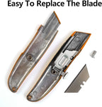 DIYSELF DIYSELF 30 Pack Box Cutter Heavy Duty Aluminium Shell Utility Knife | SK5 Steel Sharp Blade | Retractable Knife for Cutting Cartons (30, Orange)