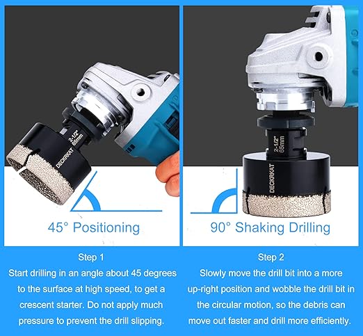 Diamond Hole Saw, 2-1/2" Hole Saw for Tiles Granite Marble Ceramic Glass Porcelain, 65mm Core Drill Bit with 5/8-11 Thread and 3/8” Hex Shank Adapter for Angle Grinders & Drills