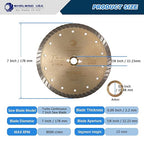 LSC 7 inch Dry or Wet Cutting General Purpose Continuous Turbo Angle Grinder Diamond Saw Blades for Concrete Masonry Brick Stone(7'' LSC)