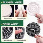 4'' Buffing Polishing Wheels with 3 Pcs Polishing Compounds/White Cotton (50-ply) /Yellow Cotton (36-ply)/Flannel (30-ply)/Denim and 1/4" Shank for Bench Grinders/Bench Buffer Rotary Tools