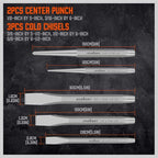 HORUSDY 16-Piece Punch and Chisel Set, Including Taper Punch, Cold Chisels, Pin Punch, Center Punch