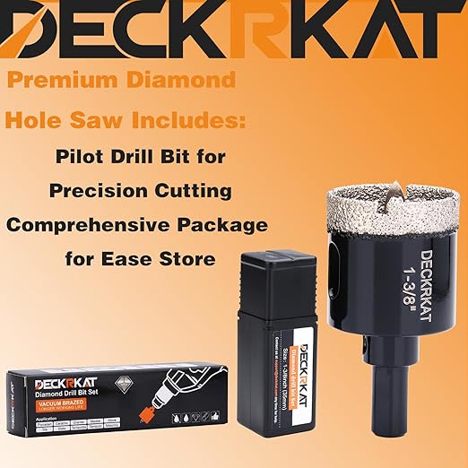 1-3/8 Inch Diamond Hole-Saw Bits with Pilot Drill Bit - 2pc 1-3/8" Diamond Tipped Tile Hole Saws with Guiding Bit Accurate Drilling for Porcelain Tile Ceramic Pottery Granite Stone Glass Bottles 35mm