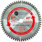 Benchmark Abrasives TCT 6 1/2 Inch Circular Saw Blade, Tungsten Carbide Tipped Non Ferrous Metal Cutting Saw Blade for Plastic, Fiberglass, Aluminum - 60 Teeth