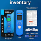Rechargeable Optical Power Meter L-C50-50km mini Fiber Cable Tester Suitable for SC/FC/ST/LC Interface 4-in-1 Function Built-in 50km Visual Fault Locator RJ45 Network Testing with 1 FC-LC Adapter