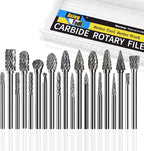 Asieg Tool 20 Pcs Carbide Die Grinder Burrs Bits 1/8" Shank for Dremel Milwaukee Metal Grinding Wood Stone Steel Carving Cutting Engraving Grinder Kit Attachment Rotary Tool Accessories Sets
