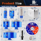 Diamond Core Drill Bit Set - BRSCHNITT Tile Hole Saw Kit 1" 1-3/8"2" 3" 4"& 4/5" Finger Bit & for Porcelain Tile Ceramic Marble Granite &Diamond Blade