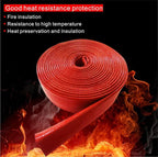 Insulation Heat Shielded Fire Thermo Armor Fire Sleeve Silicone Coated Fiberglass Heat Protection for Automotive Hose Lines & Electrical Wiring-（Red 1" ID x3.3FT）