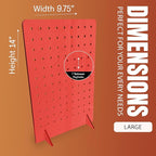 Torched Pegboard Display Stand for Jewelry, Craft Shows, Selling, Vendor Events, Tools, Peg Board Accessories Rack Organizer, Large 9.75" L x 4.3" W x 14" H, RED
