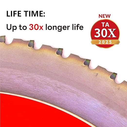 Metal Cutting Circular Saw Blade, Steel and Stainless Steel Cutting, The Cutting Head uses a Special Anti-Heat Sticking Coating with high Finish and Long Life, FMB 12 Inch 60-Tooth 1" TA