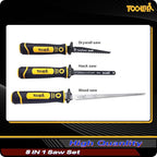 5-In-1 Multi Blades Hand Saw, 6 Inch(11T/16T) Double Edges Japanese Pull, DrywallSaw, HackSaw, Jab Saw, for Woodworking, Hard/Soft woods cutting, Metal, Blade Quick Change Mechanism.