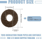 Amylove 12 Pcs 3.3 Feet Foam Pipe Insulation Foam Tube Insulating Water Pipe Pool Swim Noodles Heat Preservation Pipe Covers for Tubing Outdoor Freeze Protection (Brown,1/2 Inch)