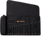 Wrench Roll, Wrench Roll Up Pouch, Gifts for Men Father Dad Mechanic, Heavy Duty Canvas Wrench Organizer Bag (Black, 19+1 Metric)