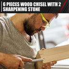 C&T 8 Pieces Premium Wood Chisel Set with Wooden Case,6 Pieces Wood Chisel with 2 Sharpening Stone,Woodworking Carving Chisel Kit,Chrome Vanadium Steel Chisel