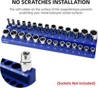 Socket Organizer Magnetic Socket Tray,NOEAIKE 6-Pack SAE & Metric 1/2,3/8,1/4 Inch Drive Socket Holder,Holds 141 Standard/Deep Sockets,Blue and Red Magnetic Socket Organizers(Sockets Not Included)