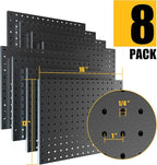 Peg Board, 8 Pack Metal Pegboard Panels Black Pegboards Wall Organizer with Bent Frame Heavy Duty Peg Board for Walls Home, Garage Tool Storage, Office Organization, Craft Room, Kitchen