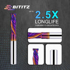 Up & Down Cut Spiral Router Bit 1/4 Inch Shank 1/4 Inch Cutting Diameter 1/10 inch Cutting Length with Extra Long Life Coating CNC Router Bits End Mill for Wood Cutting, Slot Mortise, Engraving