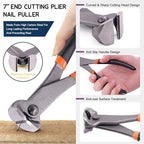 Swpeet 4Pcs Nail Pullers Nail Remover Tool 7 Inch End Cutting Pliers Nail Nipper Pliers with 6 Inch Tack Lifter 3 mm Straight Tip, U Tip and V Tip Nail Staple Rivet Tack Puller Staple