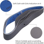 2 x 42 Silicon Carbide Sanding Belts, 15 Pack 2 x 42 Knife Sharpening Sanding Belt, 5 Pcs Each of 600, 800, 1000 Grits Sander Belt for Metal Wood(15 Pack）