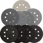 5 inch Wet Dry Sanding Discs Hook & Loop 54 pcs, 80 120 180 220 400 600 1000 2000 3000 Grit Silicon Carbide Orbital Sander Sandpaper Assortment with Tack Cloth, Automotive Wood Metal S&F STEAD & FAST