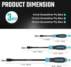 DURATECH 3-Piece Pry Bar Set, Including 8", 12" and 18", Hammer Strike Cap, Angled Tip for Prying and Moving Objects
