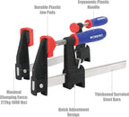 WORKPRO 6-Inch Steel Bar Clamps Set, 2-pack Quick-Release Clutch Style Bar Clamps with 2-1/2" Throat, Micro-Adjustment Handle and 600 lbs Load Limit, Steel F Clamp for Woodworking, Metalworking, DIY