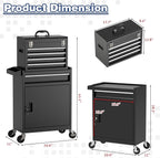 Rolling Tool Box with Wheels, 5-Drawer High Capacity Tool Chest with Wheels, Removable Storage Toolbox with Lock for Garage, Workshop