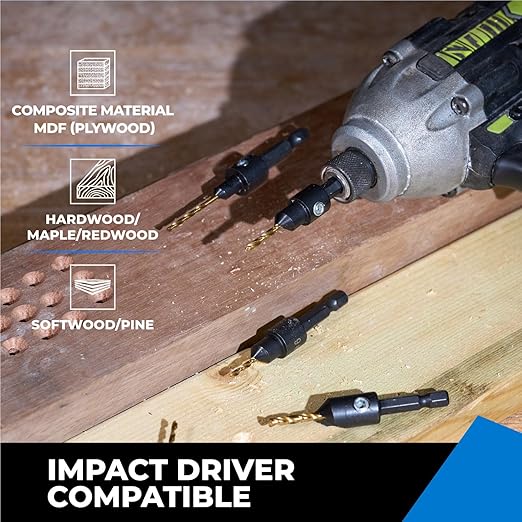 toolant 3pack#6 Silence Countersink Drill Bits Set for US Wood Screw, High-Speed Steel Counter Sink Drill Bit in One Step