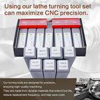 Indexable Lathe Turning Tool 21Pcs Kit 1/2" (12mm) Shank, Includes 7Pcs Metal Lathe Tool Holders and 14Pcs Carbide Inserts for Turning Boring Grooving Cutting Threading Carbide Turning Tool