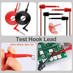 28PCS Multimeter Test Leads Kit with 6 Pockets Roll Up Tool Bag, Replaceable Wire Piercing Probes, Alligator Clips, Test Hook Clips, Test Tweezer for Digital Electrical Multimeter Testing