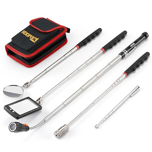 Telescoping Magnetic Pickup Tool Set, Inspection Mirror Telescoping, LED Flashlight, Cool Gadgets for Men, Gifts for Dad, Husband, Kids, Boyfriend, Magnet Stick
