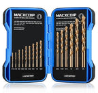 Cobalt Drill Bit Set, 15Pcs M35 High Speed Steel Jobber Length Drill Bit Kit for Hardened Metal, Stainless Steel, Cast Iron, Wood and Plastic, with Index Storage Case, 1/16"-3/8"