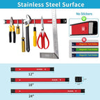 4 Pieces 12" Magnetic Tool Holder Strip, Red Magnet Bar, Metal Tool Organizer Rack for Garage Organization, Easy To Install in Workshop, Mounting Screws Included