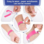 2000 Pcs Paper Wristbands for Events Waterproof Neon Pink Wrist Bands Adhesive Concert Identification Wristbands Hand Bands for Events(Pink)