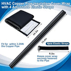 3 Layers HVAC Copper Pipe Insulation Cover Protector Outdoor 600D Oxford AC Copper Line Insulation Sleeve Wrap for Outside 72x10.2Inch with 4 Adjustable Straps for Central Air Conditioning Mini Splits