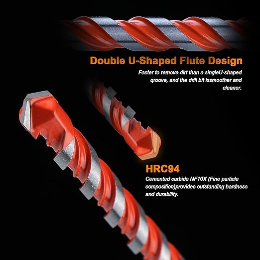 Concrete Carbide Drill Bits Hex Shank Masonry Cement Tile Drill Bit Set for Glass/Brick/Plastic/Cement/Tile 1/2" (5PCS)