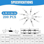 200PCS White Solder Seal Wire Connectors, 26-24 AWG Self Soldering Heat Shrink Wire Connectors Marine Grade Waterproof Insulated Electrical Butt Splice Wire Terminals for Automotive Boat Truck