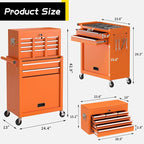 On Shine 8 Drawer Rolling Tool Chest, Large Capacity Rolling Tool Box with Wheels, Locking Mechanical Tool Chest, Portable Tool Box with Sliding Drawers,Metal Tool Box for Garage Workshop (Orange)