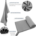 Microfiber Travel Towel, Soft Lightweight Quick Dry Towel, Super Absorbent Compact Travel & Sports & Beach Towels for Camping, Backpack, Gym, Swimming, Yoga, Hiking (M:20"×40" -Gray)