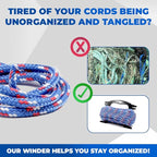 Braided Polypropylene Rope, 5/16" x 50FT, Blue/White/Red - Multi-Purpose for Camping, Hiking, Climbing, Boating & Securing Gear