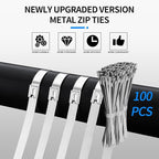 Metal Stainless Steel Cable Ties: Heavy Steel Cable Tie, Metal Tie Wrap with 100pcs 4.6×300 Self-Locking Stainless Steel Zip Ties and Metal Cable Tie Remover for outdoor fence repair etc.
