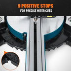 Updated 10-Inch Sliding Miter Saw, Multi-Material Cutting w/ 3 x TCT Blades, Ambidextrous Operation, 5000/3200RPM Speed, Laser Guide, 0-45° Bevel Cut, Max Cut 3.5x13.4in, 9 Positive Stops