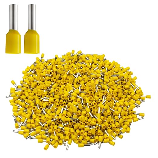 XHF 1000 PCS AWG 16/1.5mm² Wire Ferrules Insulated Copper Crimp Connectors, Crimp Pin Cord End Terminals Yellow