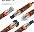 Oscillating Multi-Tool, 22000 OPM, 1.5A, 3° Oscillation Angle, 10-Piece Accessory Kit: 3 Saw Blades, Semi-Circle Blade, Sanding Plate, 6 Sanding Papers for Cutting, Grinding, Sanding