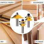 3PCS 1/2" Shank Router Bit Set, Raised Panel Cabinet Door Making Router Bits, Cemented Carbide Router Bits, Woodworking Tools Router Door & Window Bits (Tenon Joint Cutter Diameter: 1-5/8")