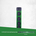Magnetic Socket Holder Organizer Set:3/8-Inch Drive Socket Trays Socket, 360° Swivel 14 Clips Socket Holder Kit, For Automotive Mechanic Garage (Green)